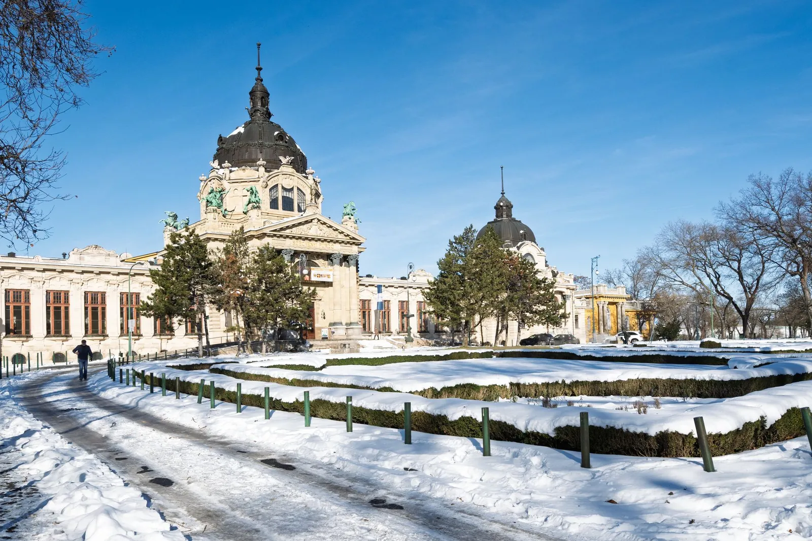 Bathers enjoying a thermal bath in Budapest